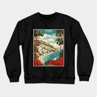 Skyros Greece Tourism Vintage Poster Crewneck Sweatshirt